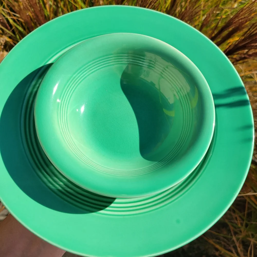 Vintage Homer Laughlin Harlequin ~ Green Plate and Bowl ~ Pretty!